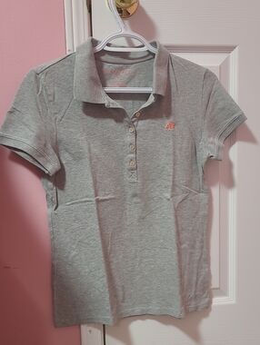Aeropostale Light Gray Polo with Pink Logo